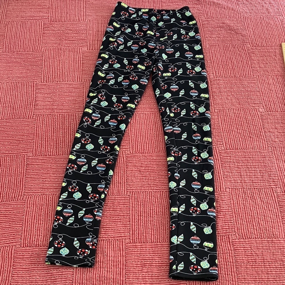 Just Cozy Womens size XS / Small thick fleece colorful festive garland Leggings